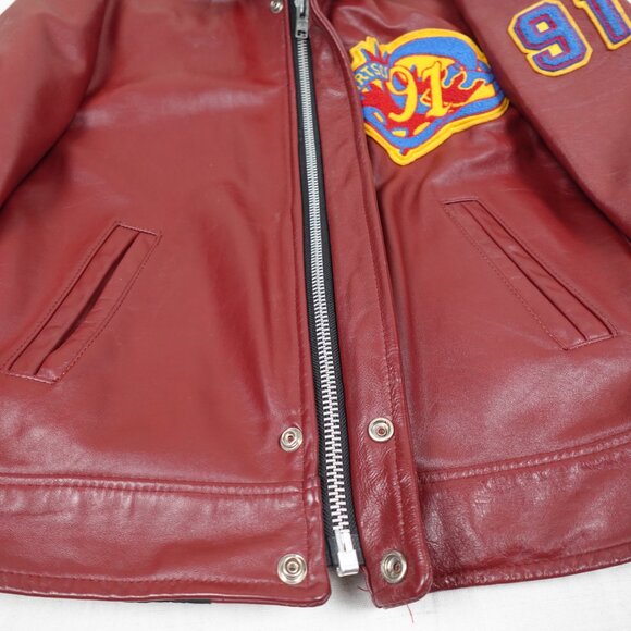 Vintage 1991 QUEEN'S UNIVERSITY Leather Varsity Jacket Men's 38 Made in Canada - Picture 10 of 13